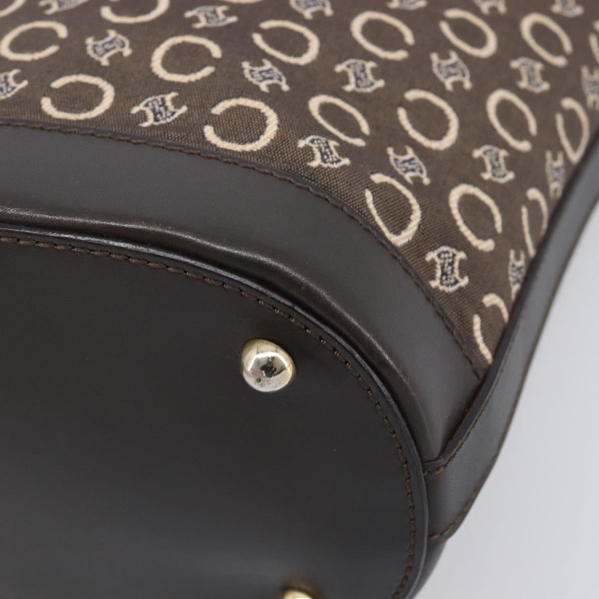 CELINE C Macadam Canvas Hand Bag Brown Gold Auth 213331