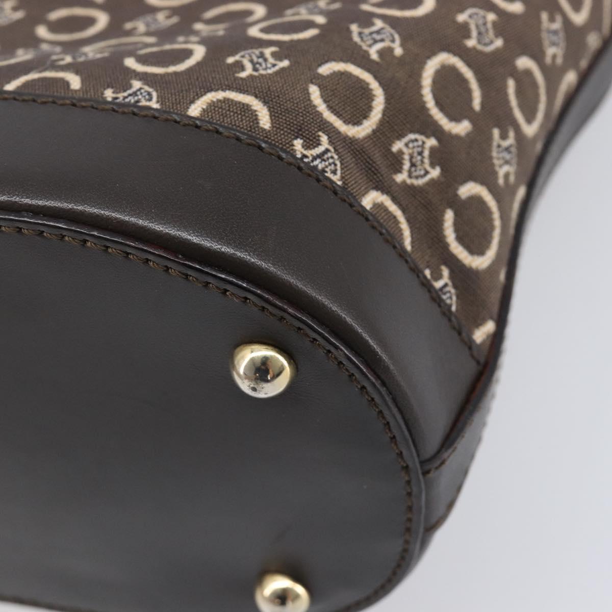CELINE C Macadam Canvas Hand Bag Brown Gold Auth 213331