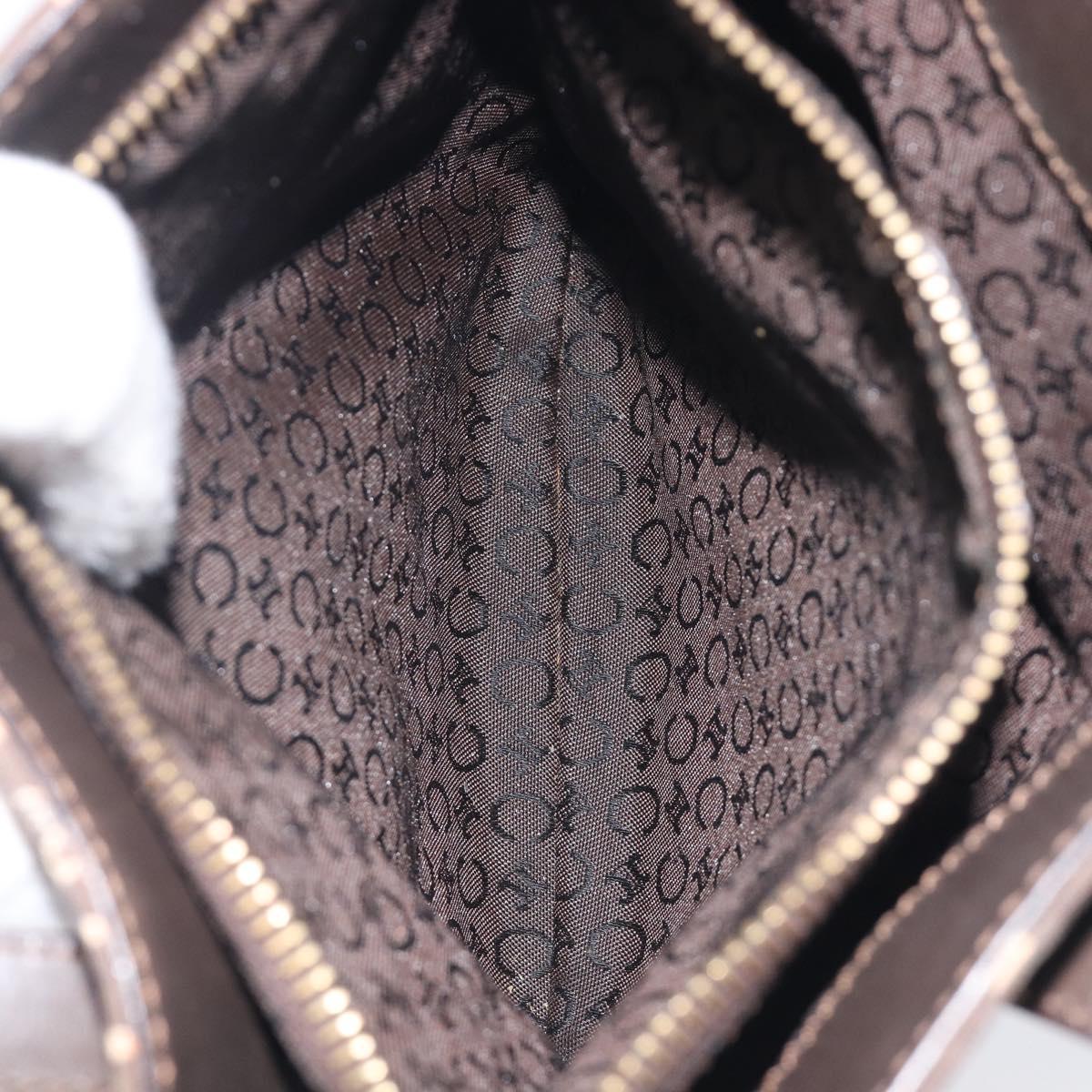CELINE C Macadam Canvas Hand Bag Brown Gold Auth 213331