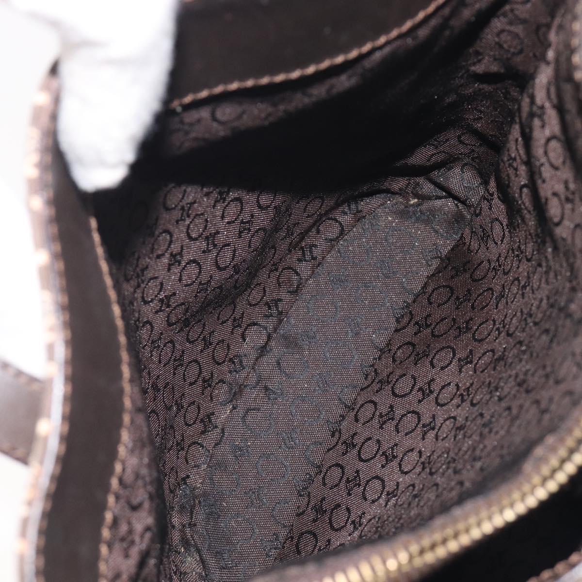 CELINE C Macadam Canvas Hand Bag Brown Gold Auth 213331