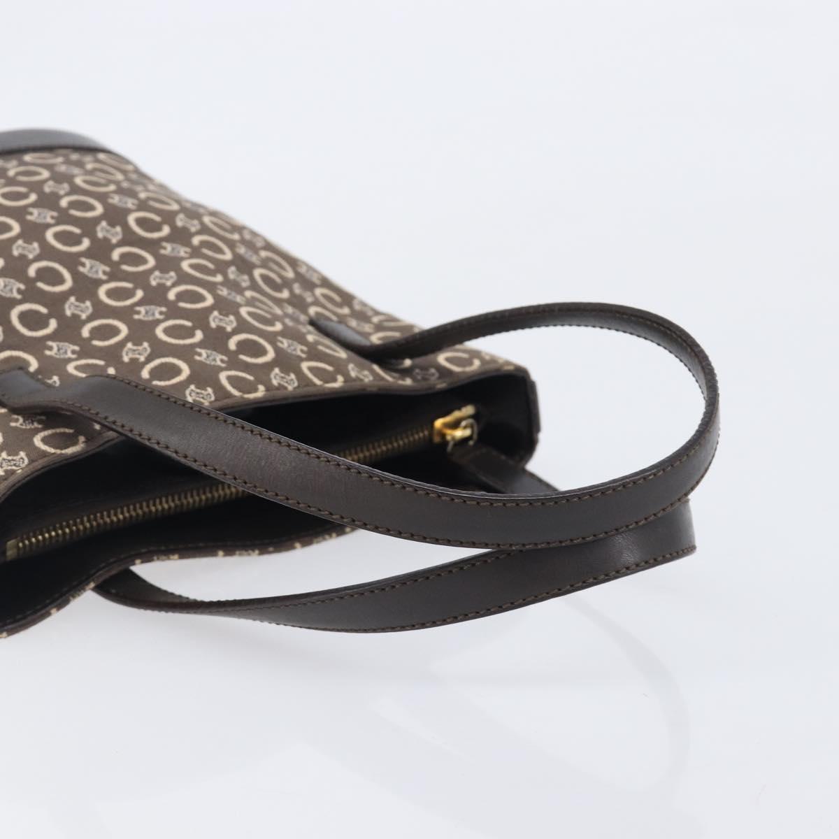 CELINE C Macadam Canvas Hand Bag Brown Gold Auth 213331