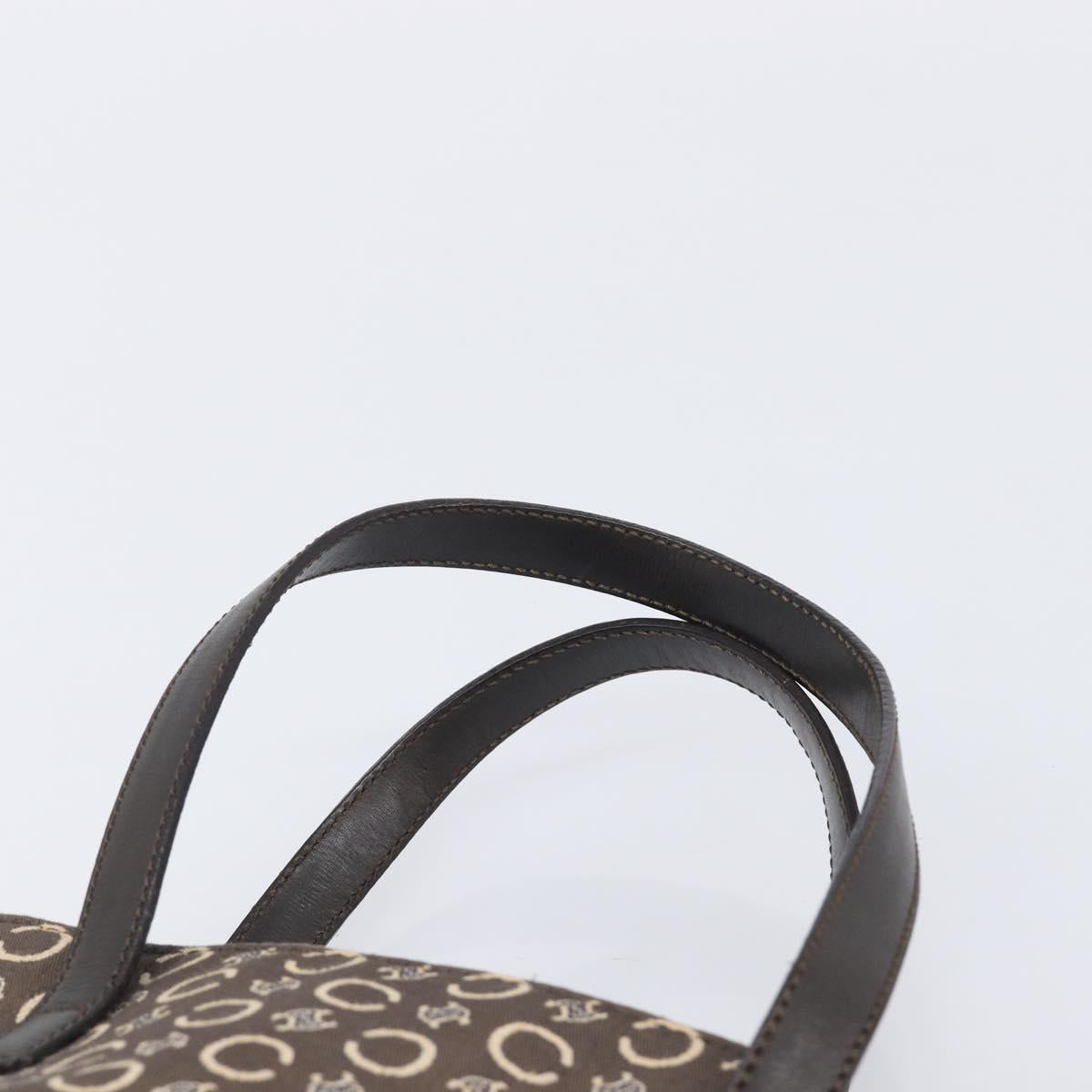 CELINE C Macadam Canvas Hand Bag Brown Gold Auth 213331
