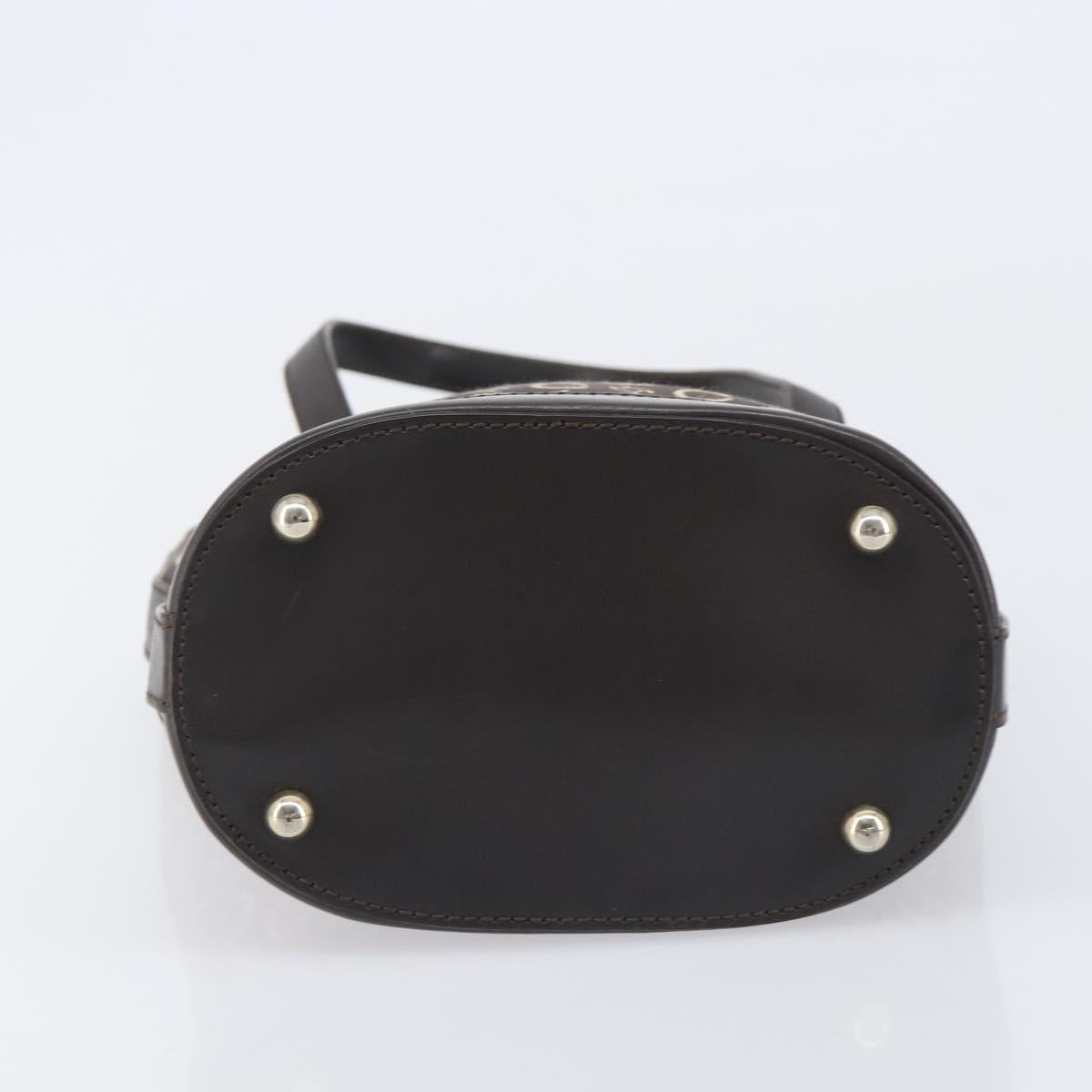 CELINE C Macadam Canvas Hand Bag Brown Gold Auth 213331