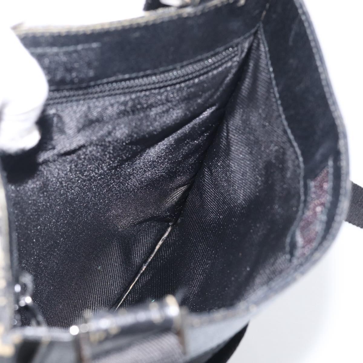 GUCCI GG Canvas Shoulder Bag Black Silver 27639 Auth 213332