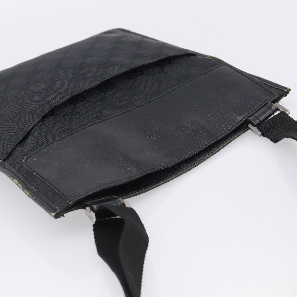 GUCCI GG Canvas Shoulder Bag Black Silver 27639 Auth 213332