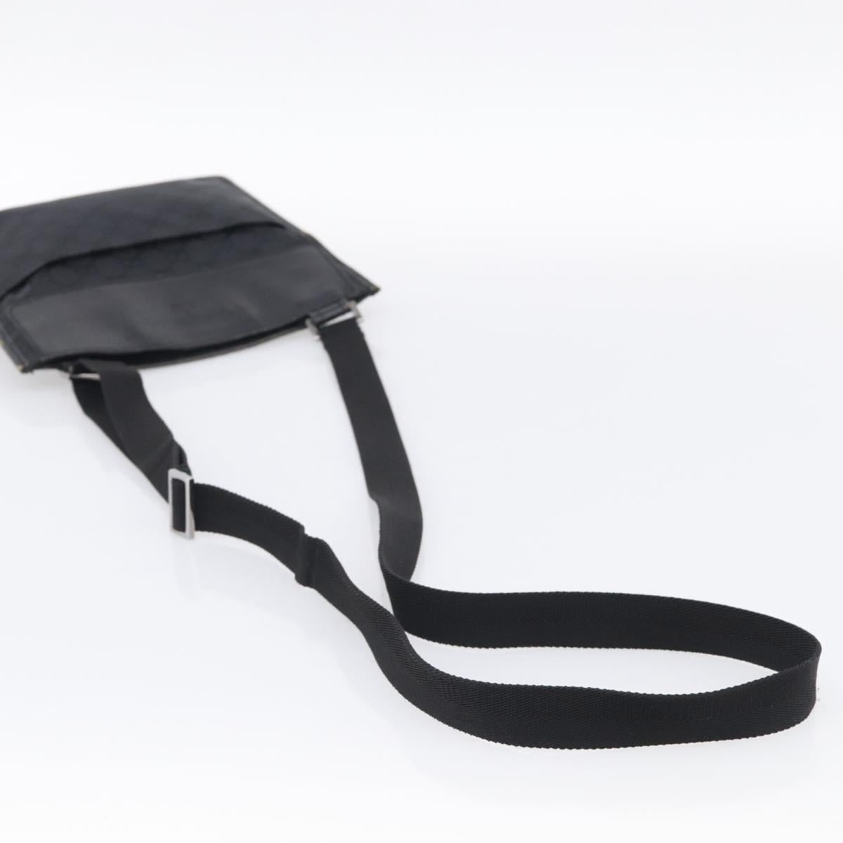 GUCCI GG Canvas Shoulder Bag Black Silver 27639 Auth 213332