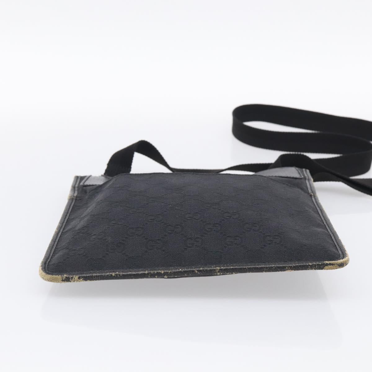 GUCCI GG Canvas Shoulder Bag Black Silver 27639 Auth 213332
