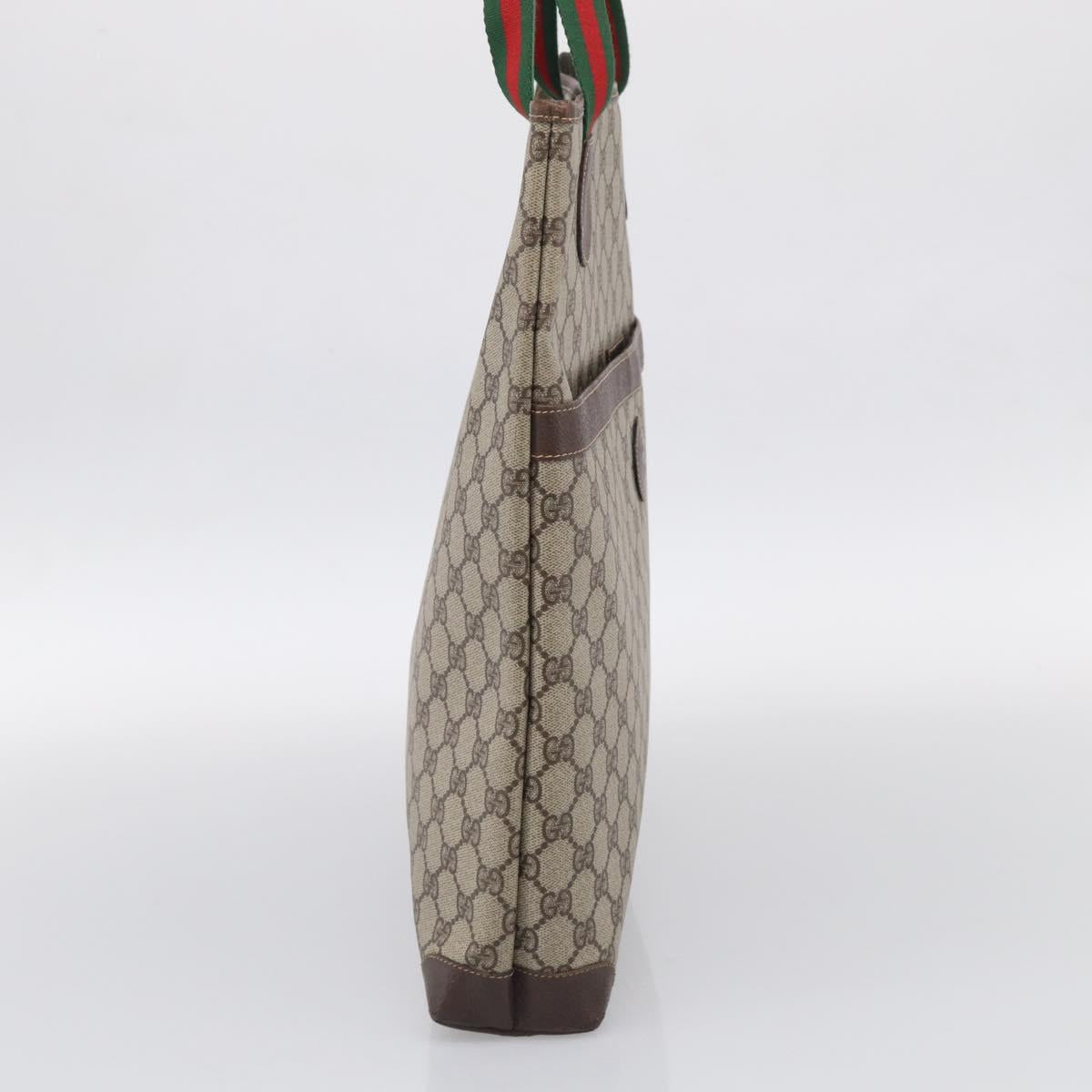 GUCCI Web Sherry Line GG Supreme Bag PVC Beige Gold 002 983 0163 Auth 213333A