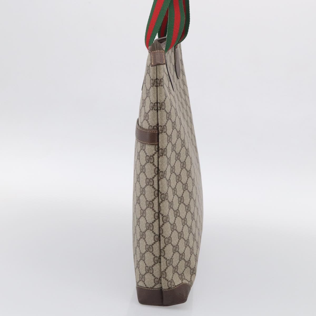 GUCCI Web Sherry Line GG Supreme Bag PVC Beige Gold 002 983 0163 Auth 213333A
