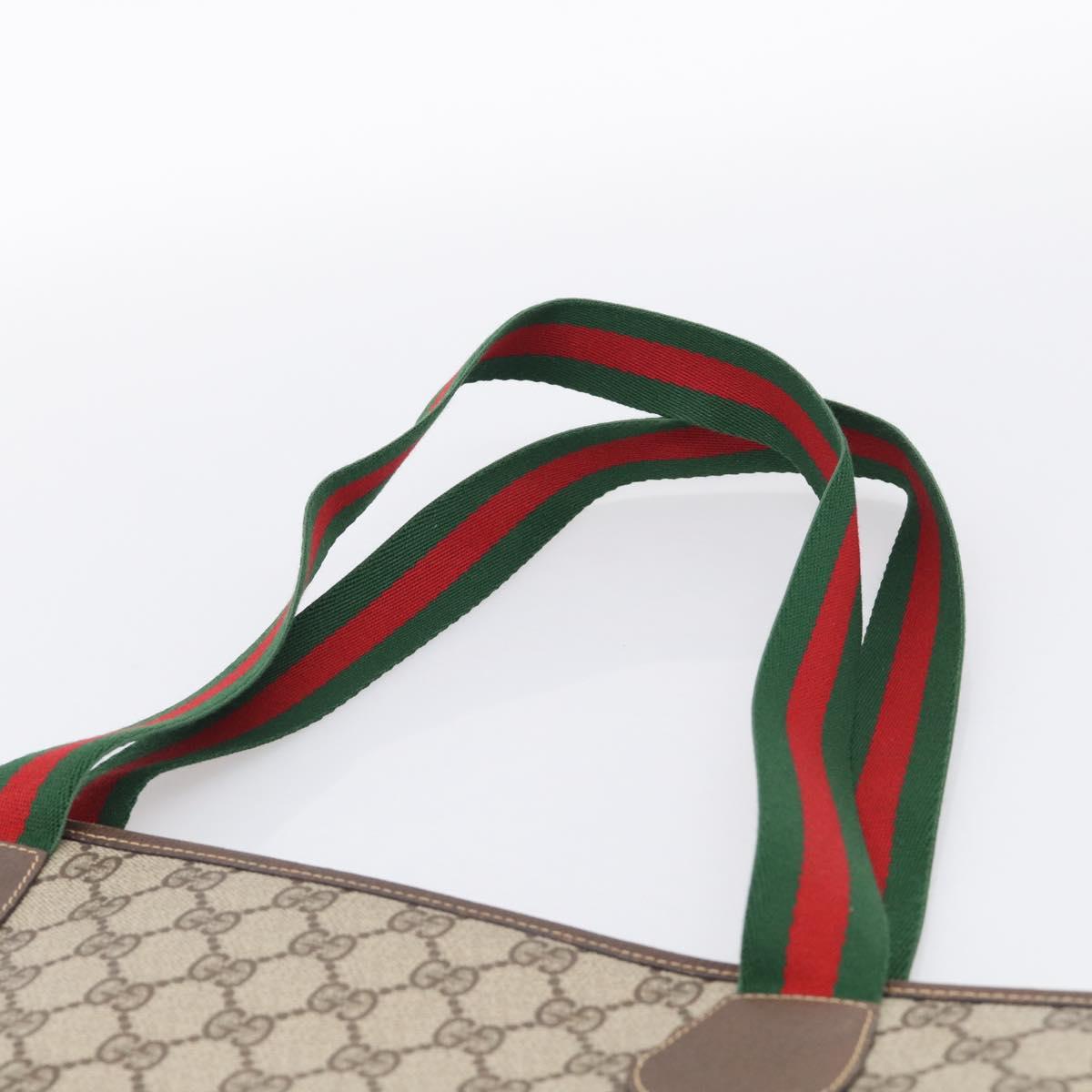 GUCCI Web Sherry Line GG Supreme Bag PVC Beige Gold 002 983 0163 Auth 213333A