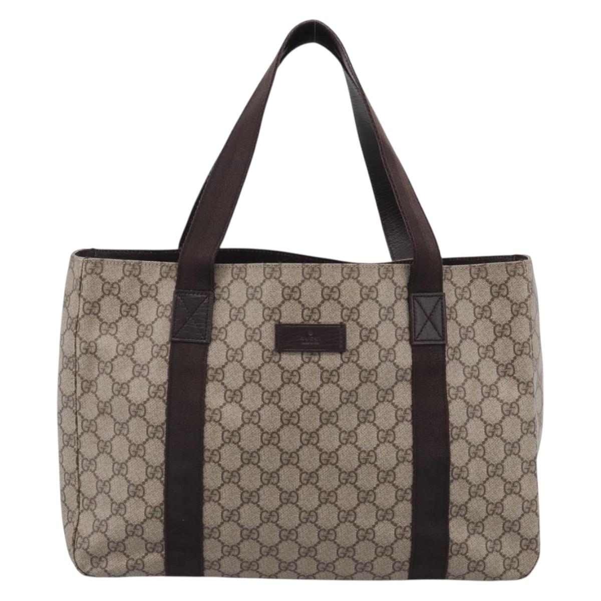 GUCCI GG Supreme Tote Bag PVC Beige 141624 Auth 213336A