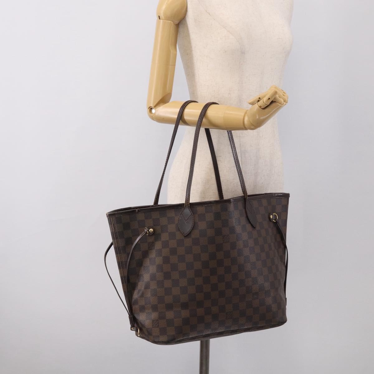 LOUIS VUITTON Damier Ebene Neverfull MM Tote Bag N51105 LV Auth 213337