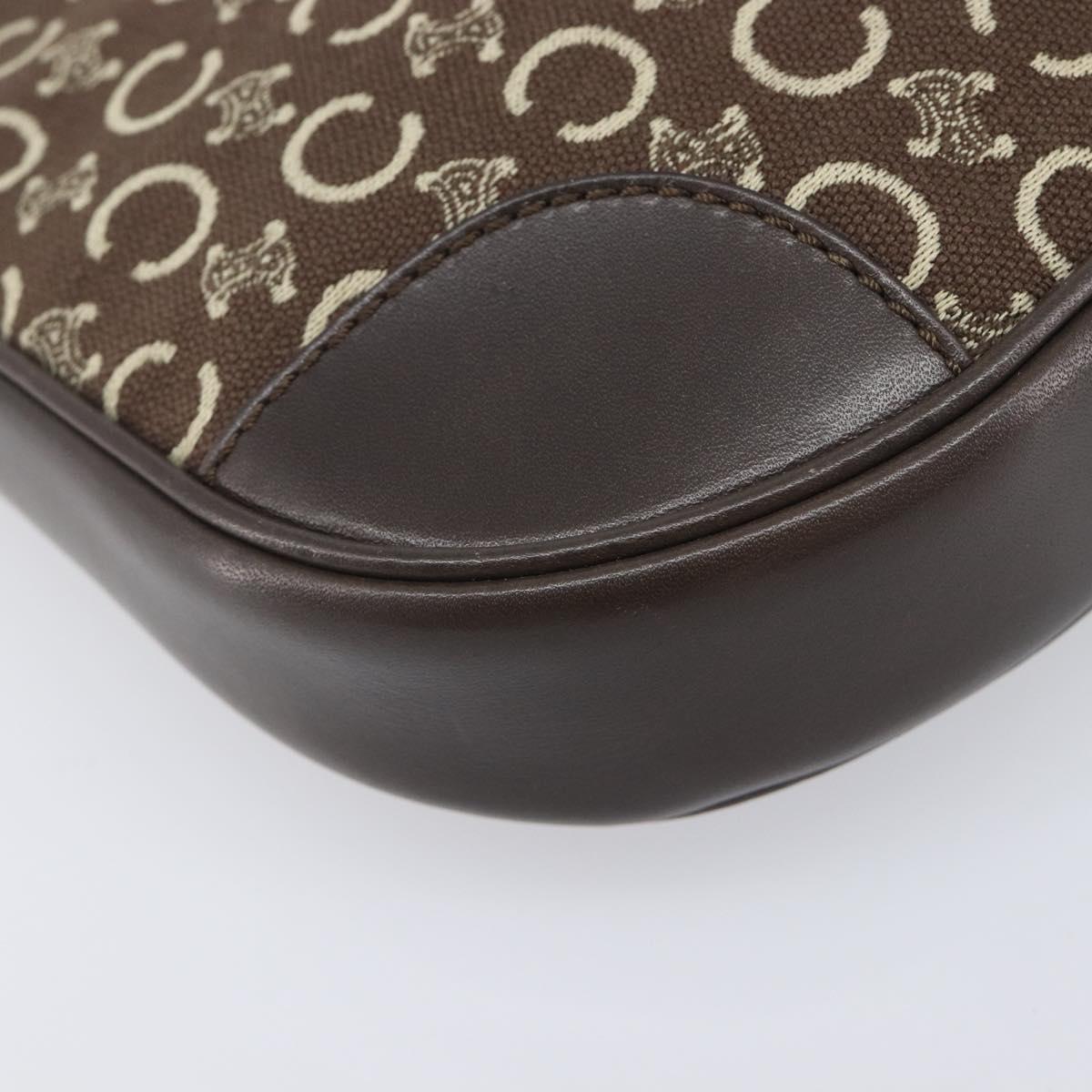 CELINE C Macadam Canvas Shoulder Bag Brown Gold Auth 213339A