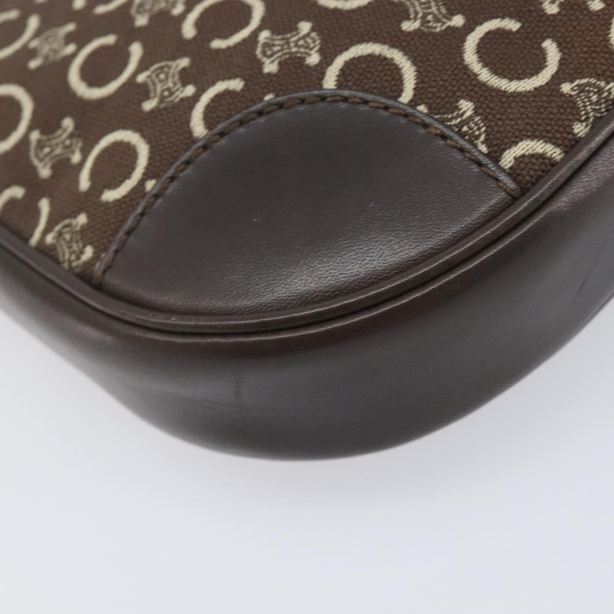 CELINE C Macadam Canvas Shoulder Bag Brown Gold Auth 213339A