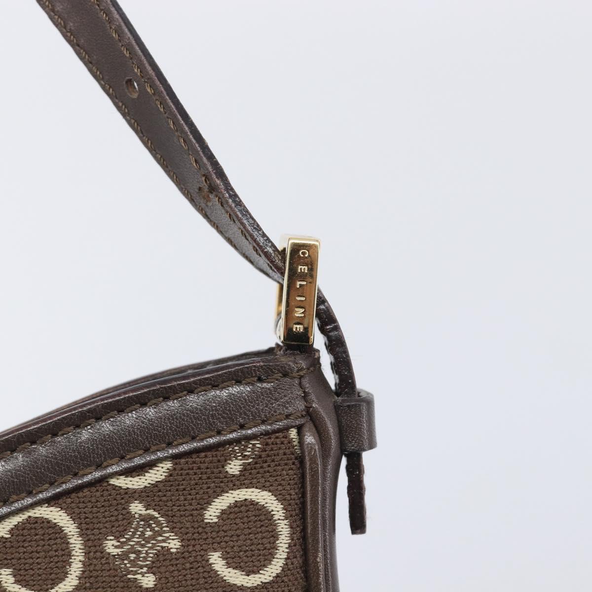 CELINE C Macadam Canvas Shoulder Bag Brown Gold Auth 213339A
