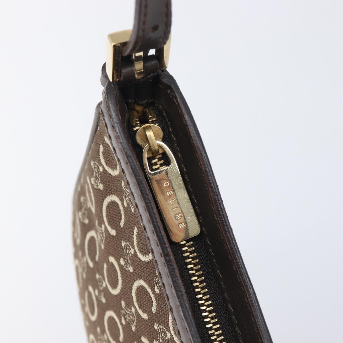 CELINE C Macadam Canvas Shoulder Bag Brown Gold Auth 213339A