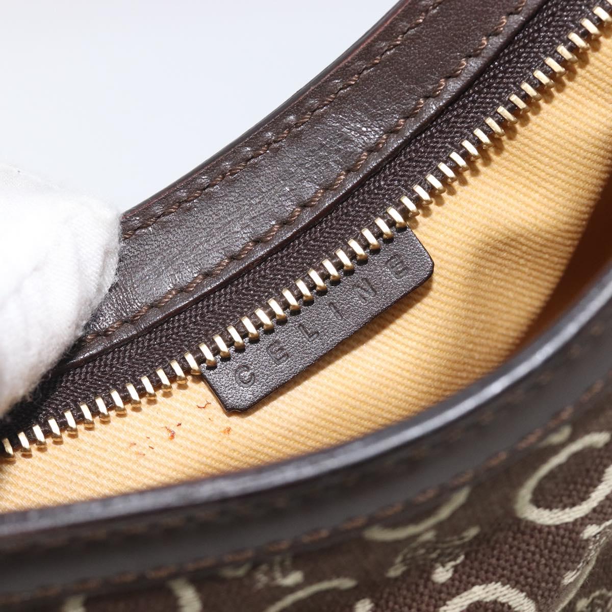 CELINE C Macadam Canvas Shoulder Bag Brown Gold Auth 213339A