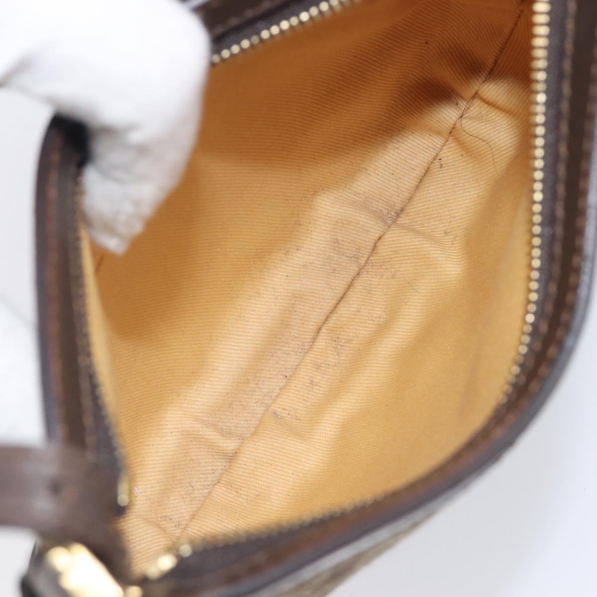 CELINE C Macadam Canvas Shoulder Bag Brown Gold Auth 213339A