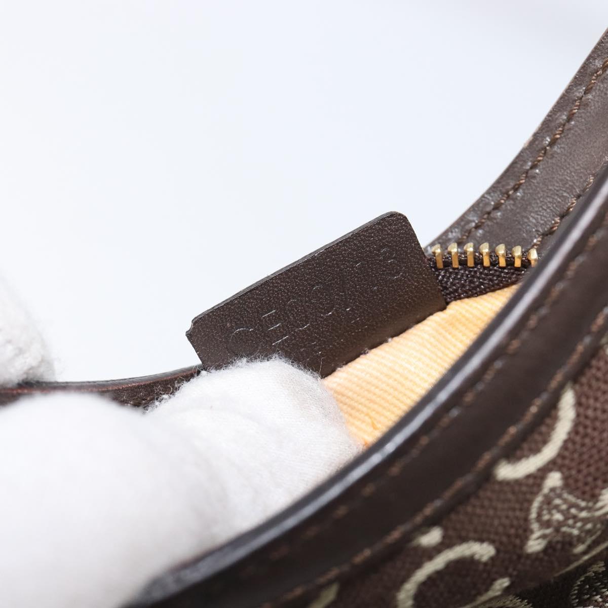 CELINE C Macadam Canvas Shoulder Bag Brown Gold Auth 213339A