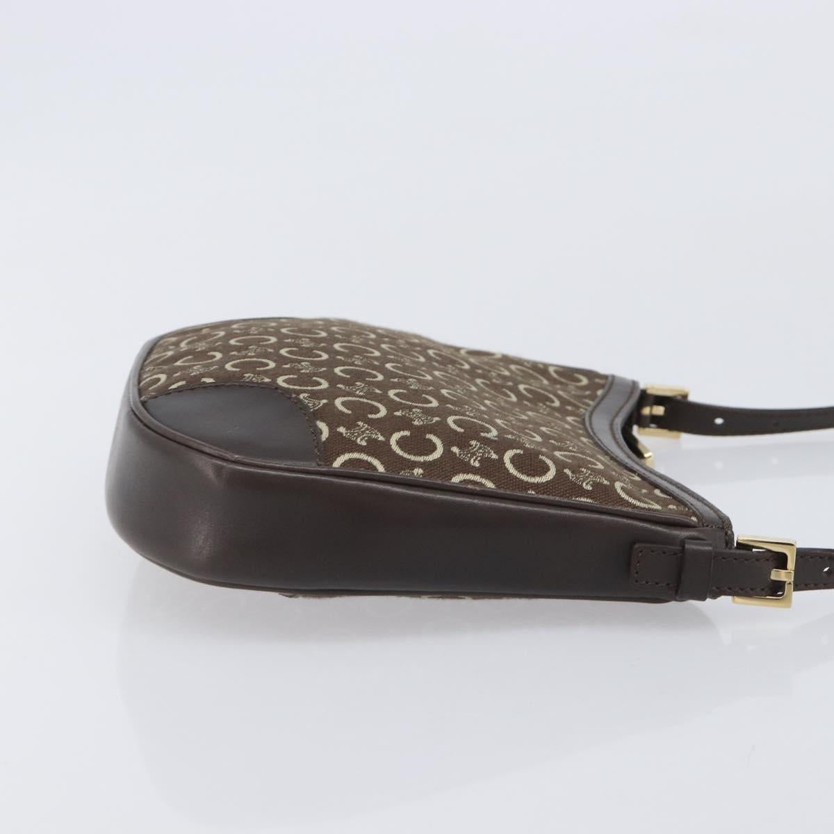 CELINE C Macadam Canvas Shoulder Bag Brown Gold Auth 213339A