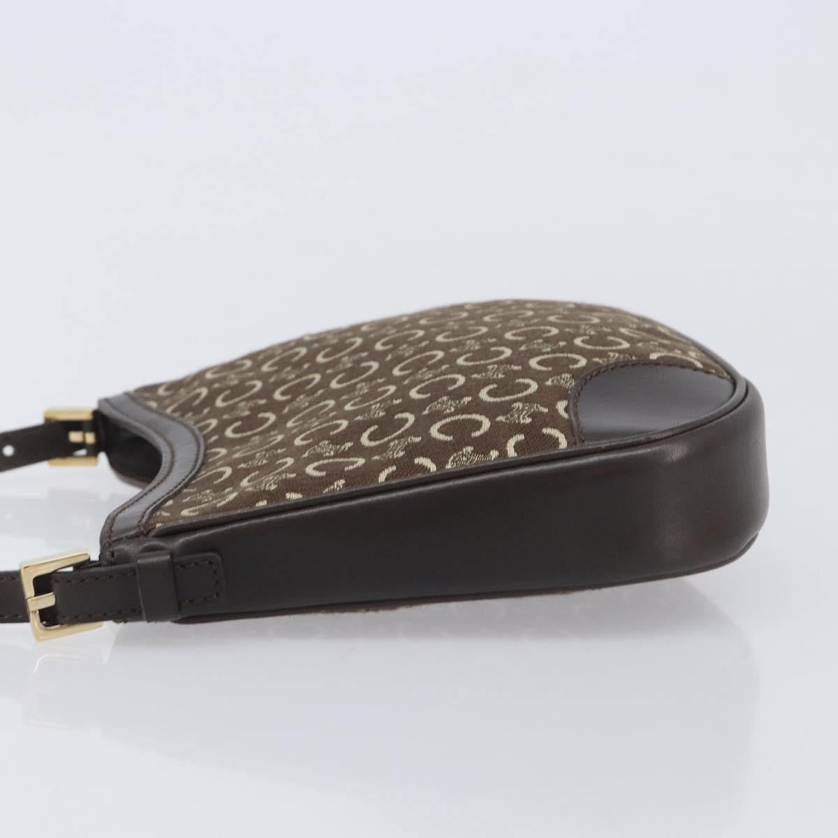 CELINE C Macadam Canvas Shoulder Bag Brown Gold Auth 213339A