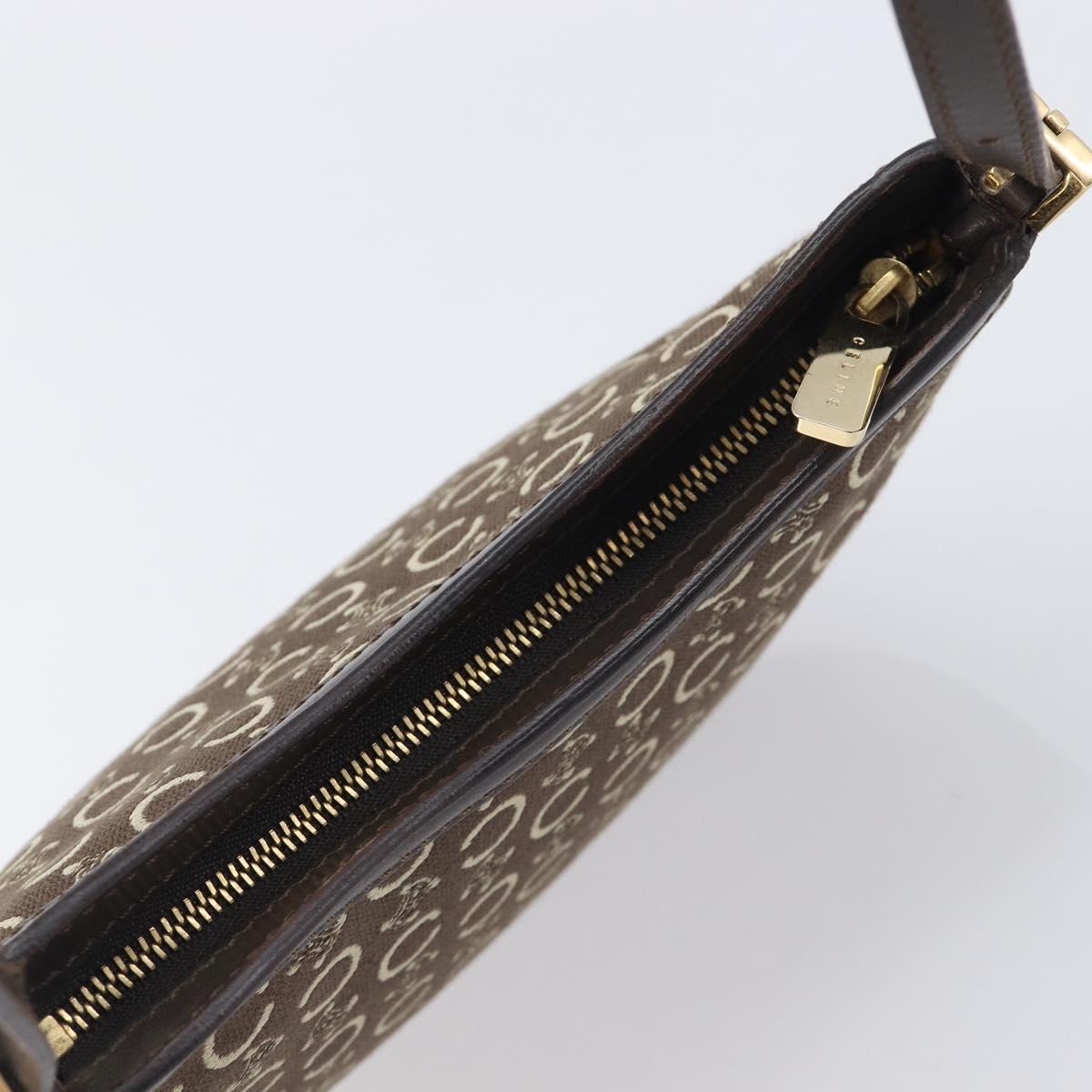 CELINE C Macadam Canvas Shoulder Bag Brown Gold Auth 213339A