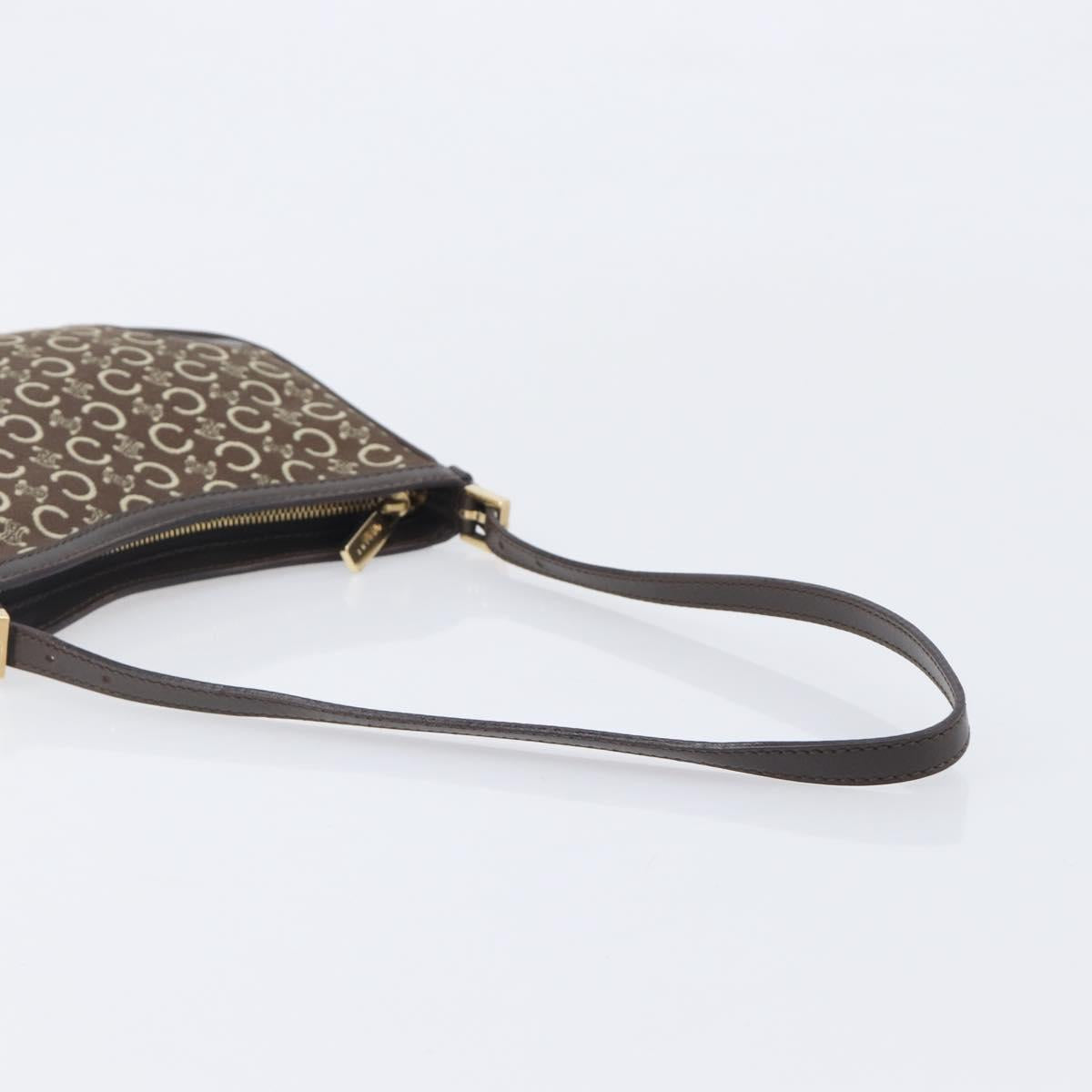 CELINE C Macadam Canvas Shoulder Bag Brown Gold Auth 213339A