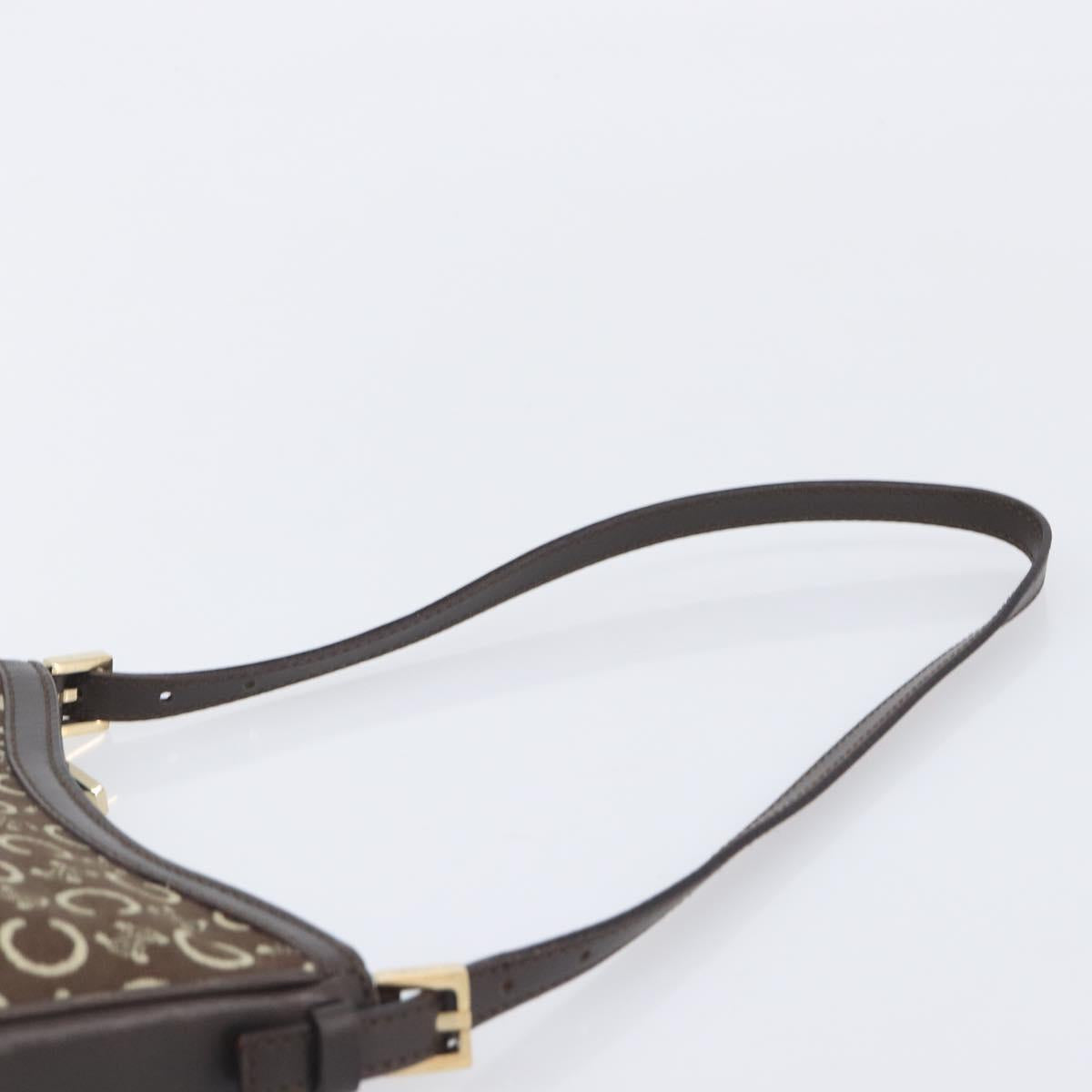 CELINE C Macadam Canvas Shoulder Bag Brown Gold Auth 213339A