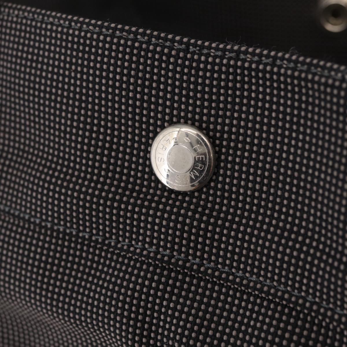 HERMES Her Line GM Hand Bag Canvas Gray Silver Auth 213342A