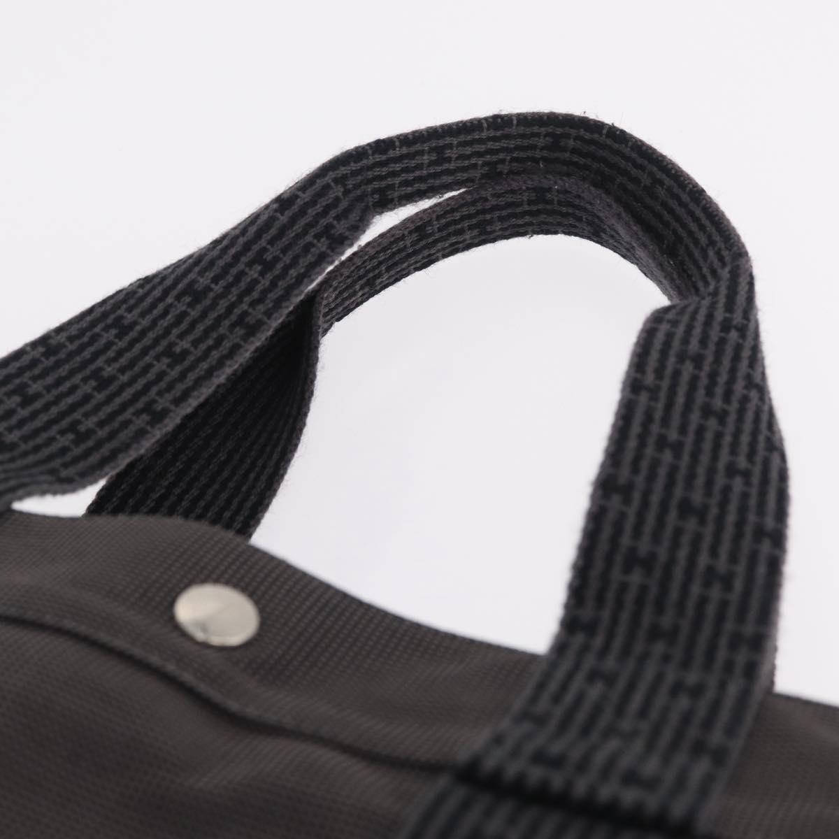 HERMES Her Line GM Hand Bag Canvas Gray Silver Auth 213342A