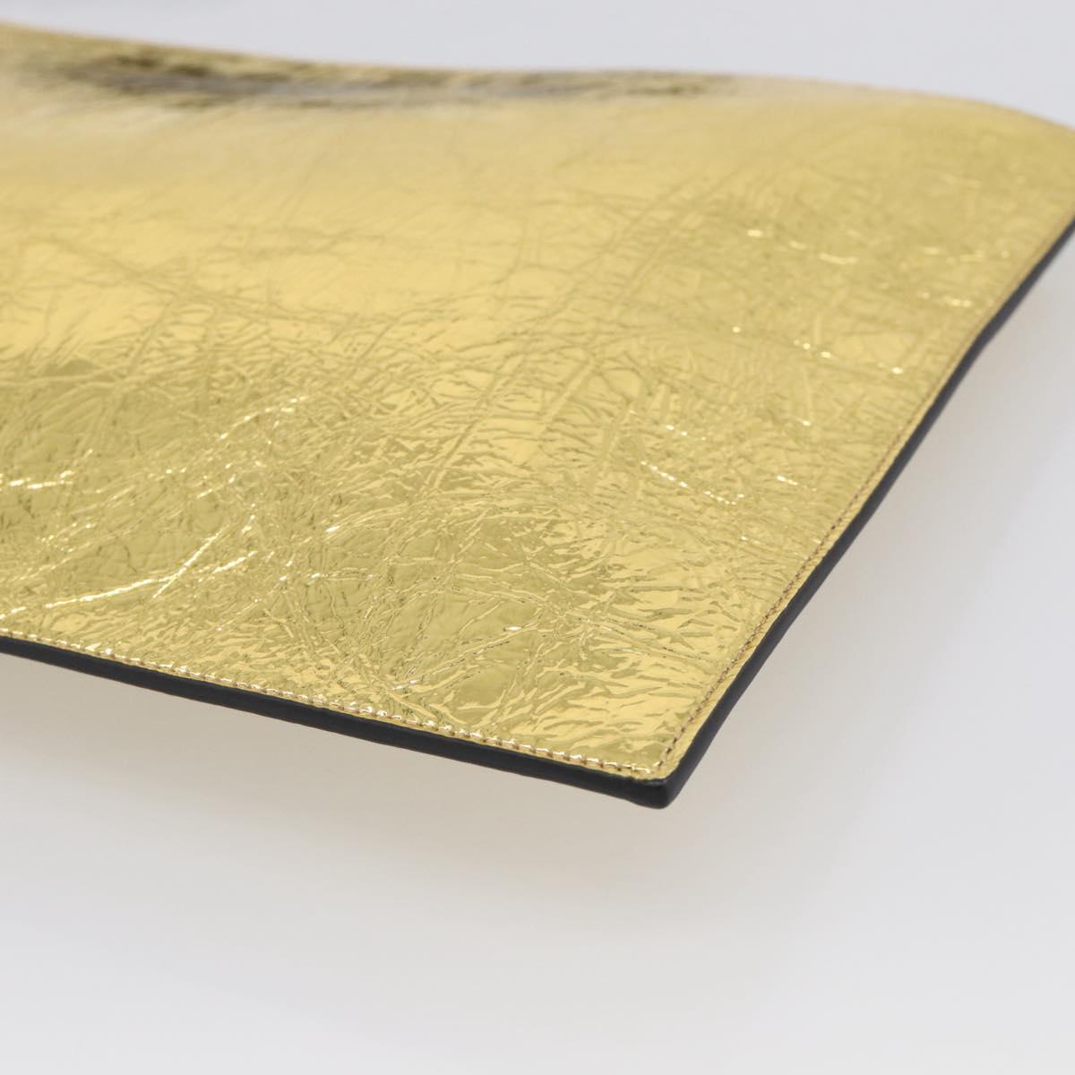 FENDI Clutch Bag Leather Gold 8N0178 Auth 213343V