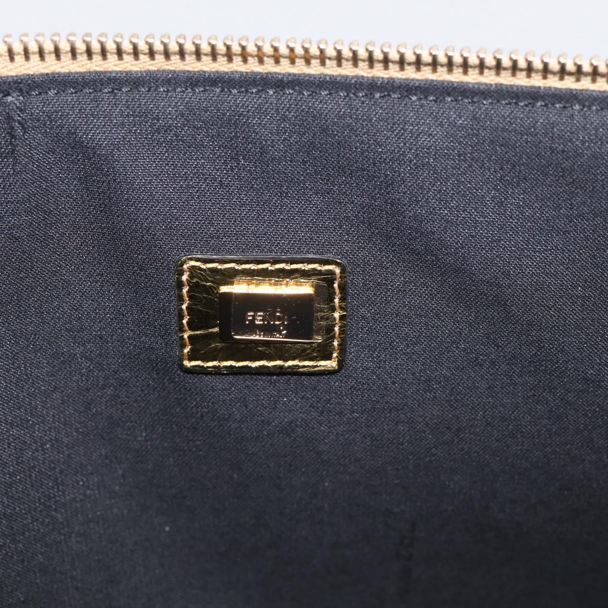 FENDI Clutch Bag Leather Gold 8N0178 Auth 213343V