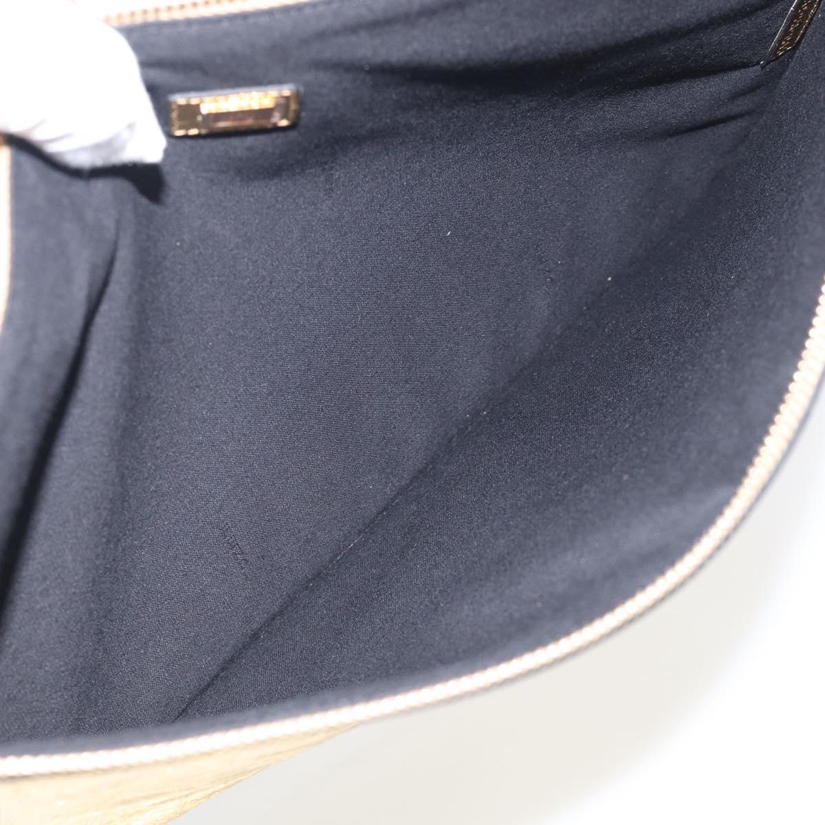 FENDI Clutch Bag Leather Gold 8N0178 Auth 213343V
