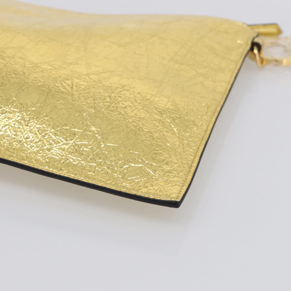 FENDI Clutch Bag Leather Gold 8N0178 Auth 213343V