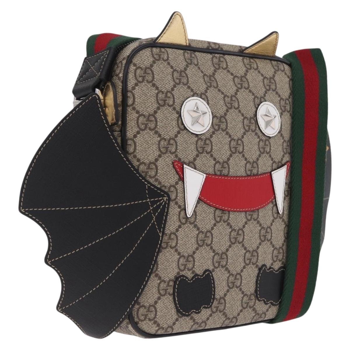 GUCCI GG Supreme Web Sherry Line Children's Bag PVC Beige 525511 Auth 213345M