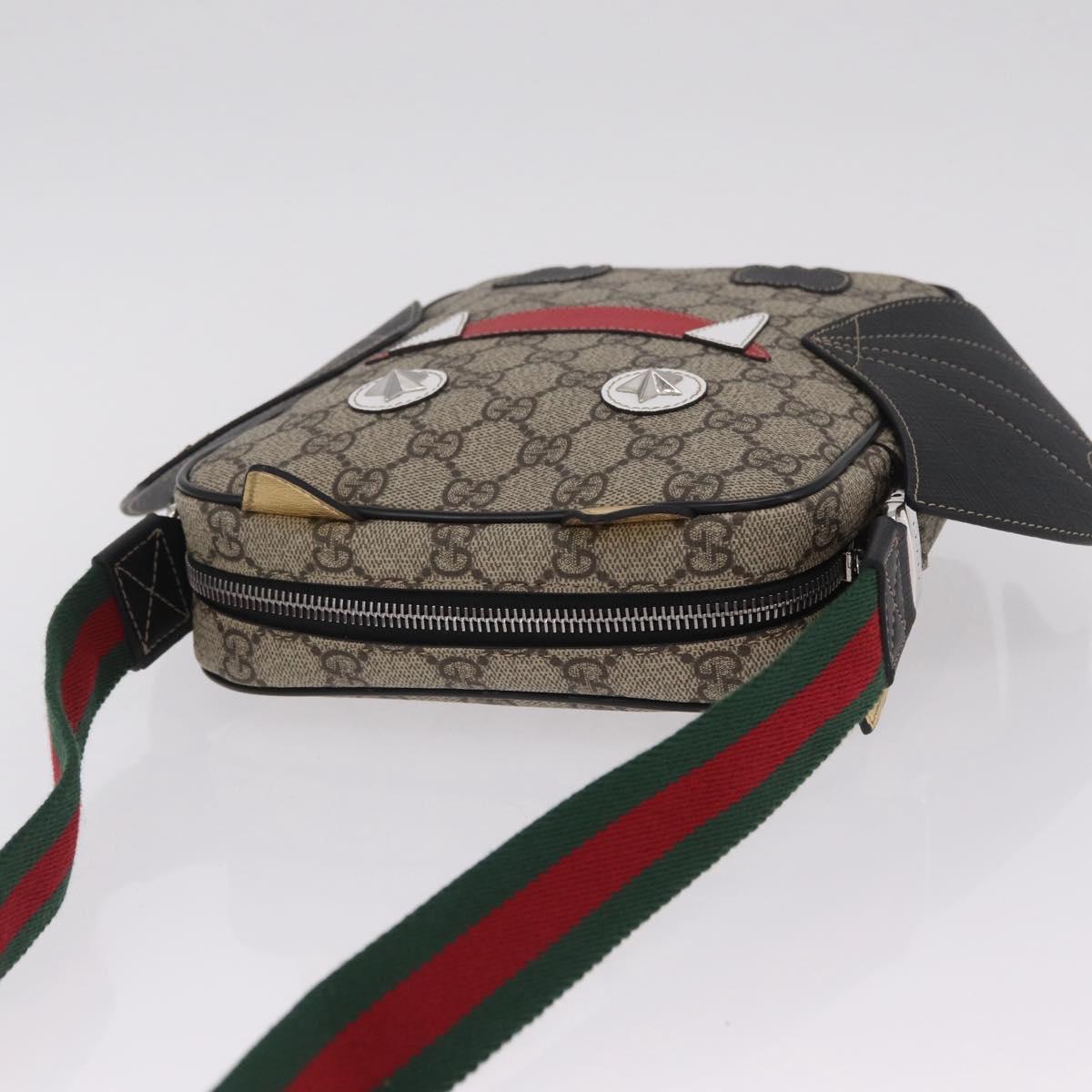 GUCCI GG Supreme Web Sherry Line Children's Bag PVC Beige 525511 Auth 213345M