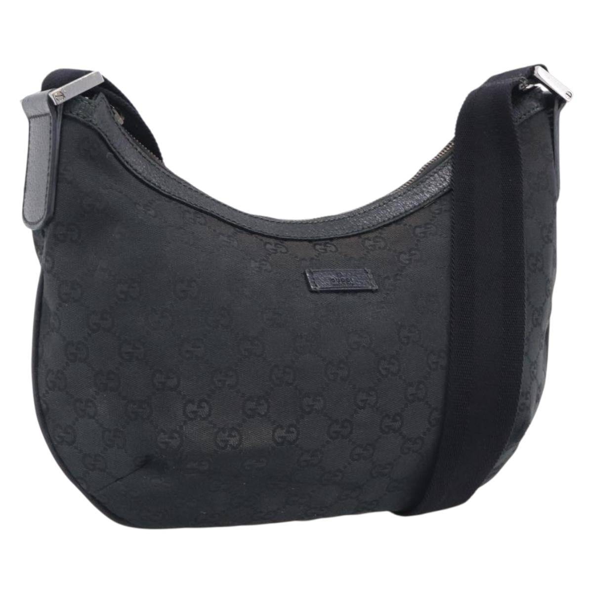 GUCCI GG Canvas Shoulder Bag Black Silver 181092 Auth 213346