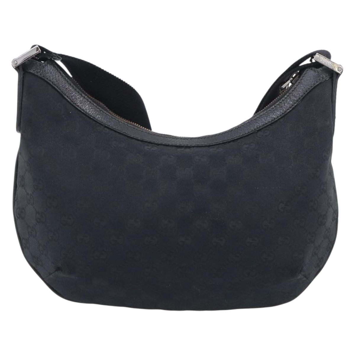 GUCCI GG Canvas Shoulder Bag Black Silver 181092 Auth 213346