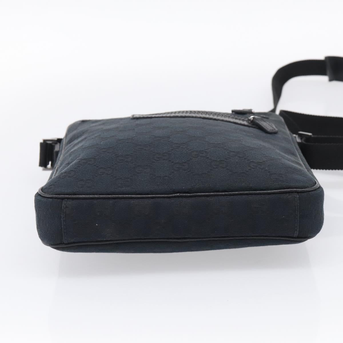 GUCCI GG Canvas Shoulder Bag Black Silver 92551 Auth 213347A