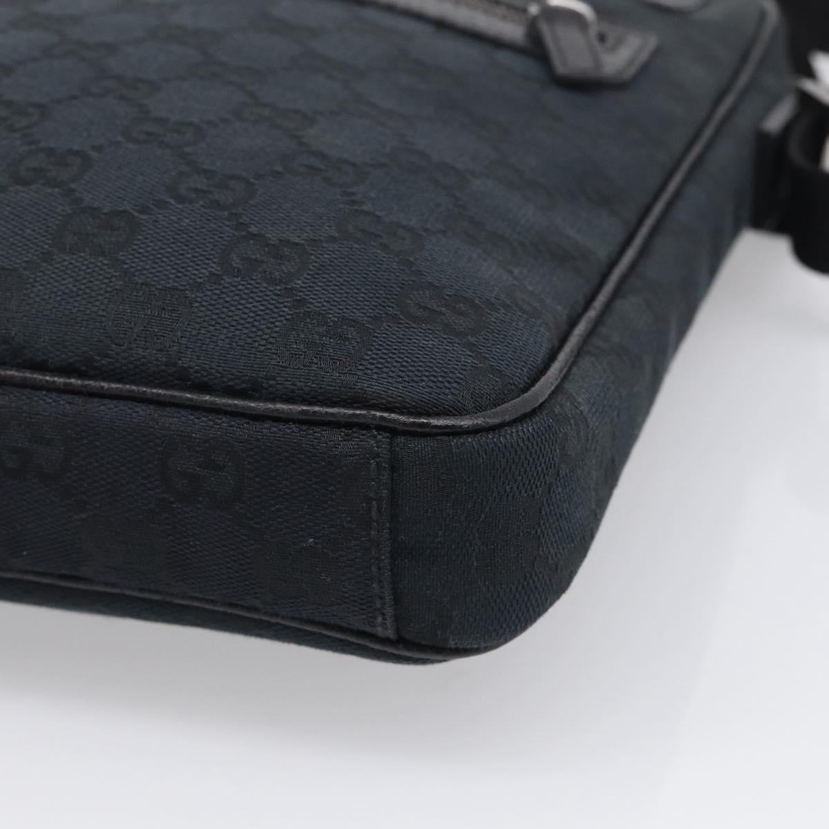 GUCCI GG Canvas Shoulder Bag Black Silver 92551 Auth 213347A