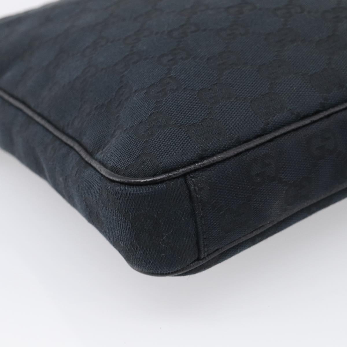 GUCCI GG Canvas Shoulder Bag Black Silver 92551 Auth 213347A