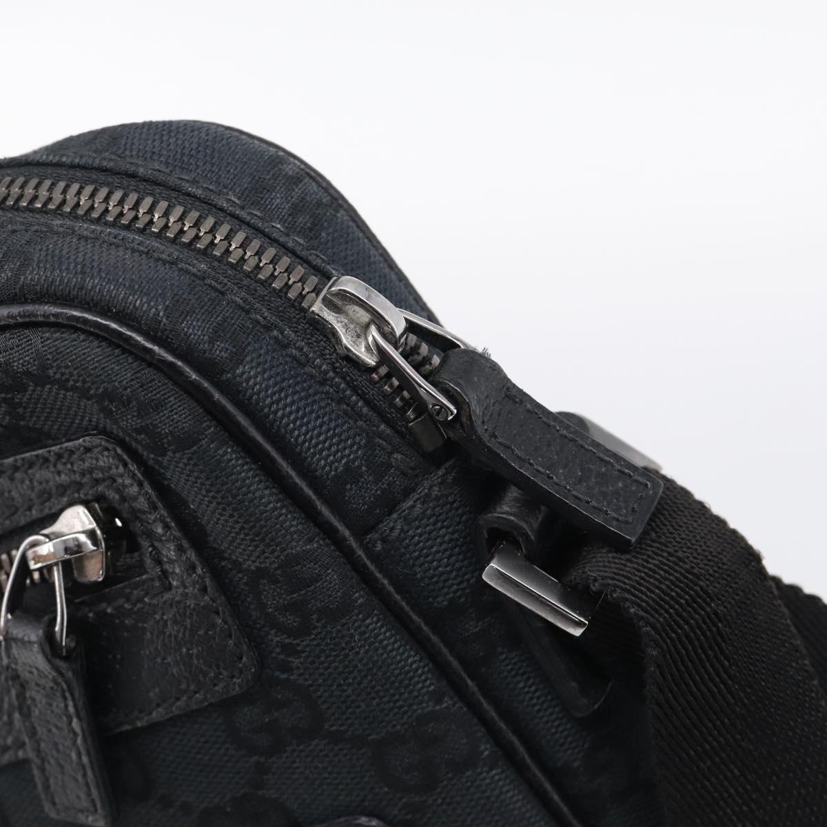 GUCCI GG Canvas Shoulder Bag Black Silver 92551 Auth 213347A