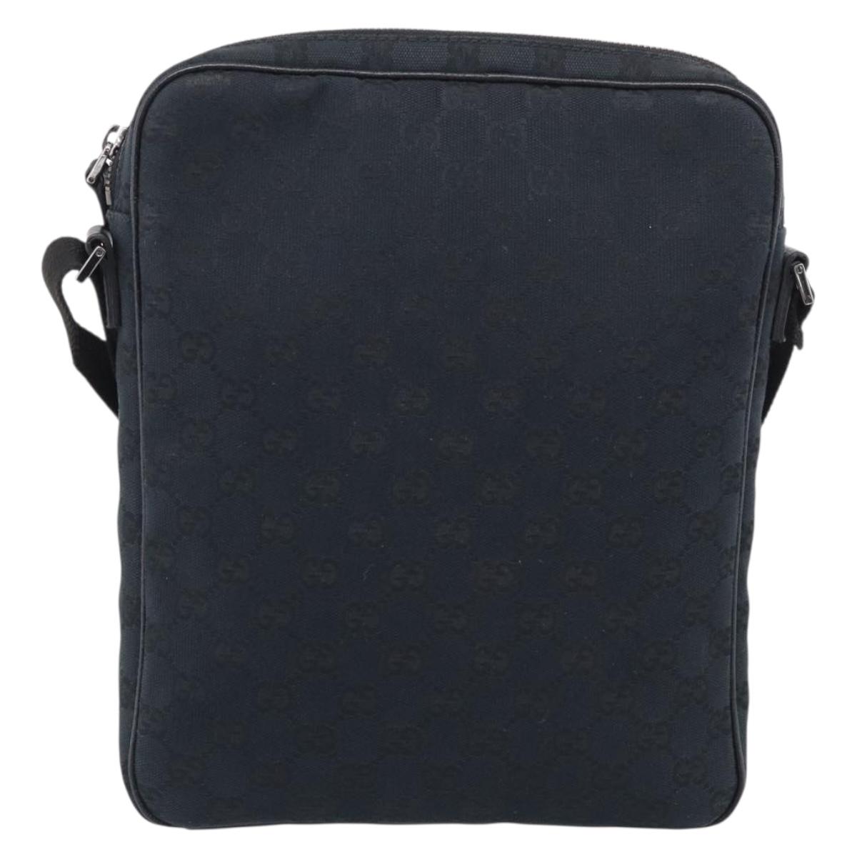 GUCCI GG Canvas Shoulder Bag Black Silver 92551 Auth 213347A