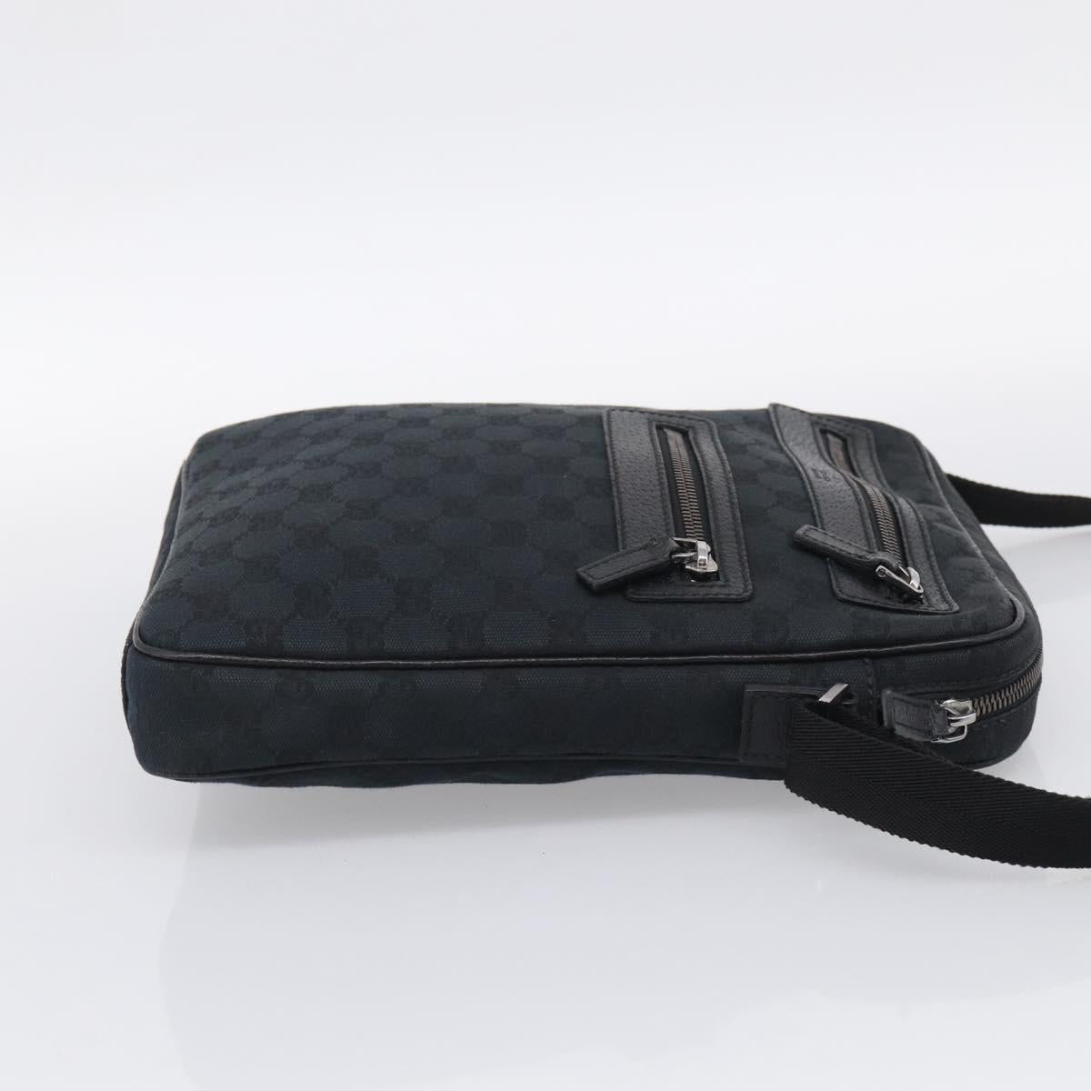 GUCCI GG Canvas Shoulder Bag Black Silver 92551 Auth 213347A