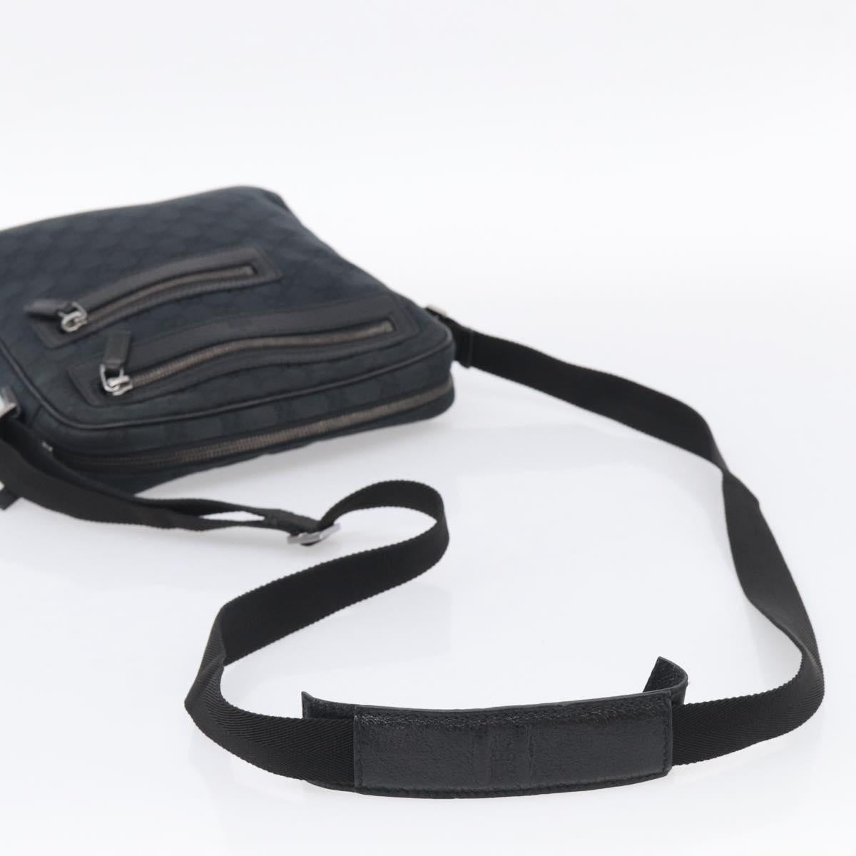 GUCCI GG Canvas Shoulder Bag Black Silver 92551 Auth 213347A