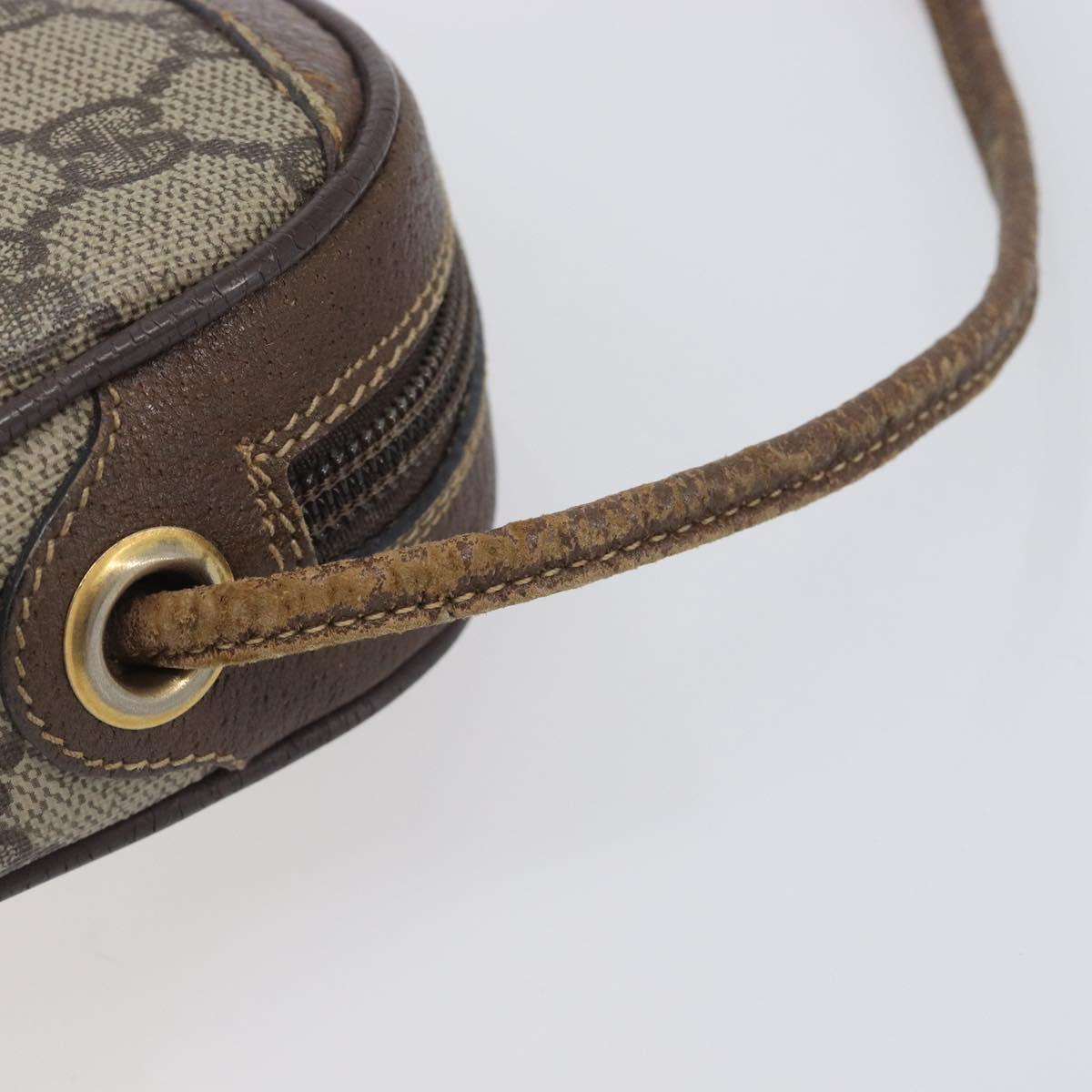 GUCCI GG Supreme Web Sherry Line Bag PVC Beige Gold 007 58 6112 Auth 213351
