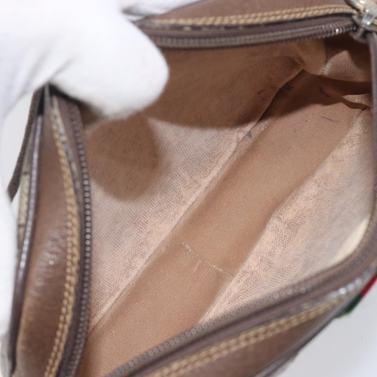 GUCCI GG Supreme Web Sherry Line Bag PVC Beige Gold 007 58 6112 Auth 213351