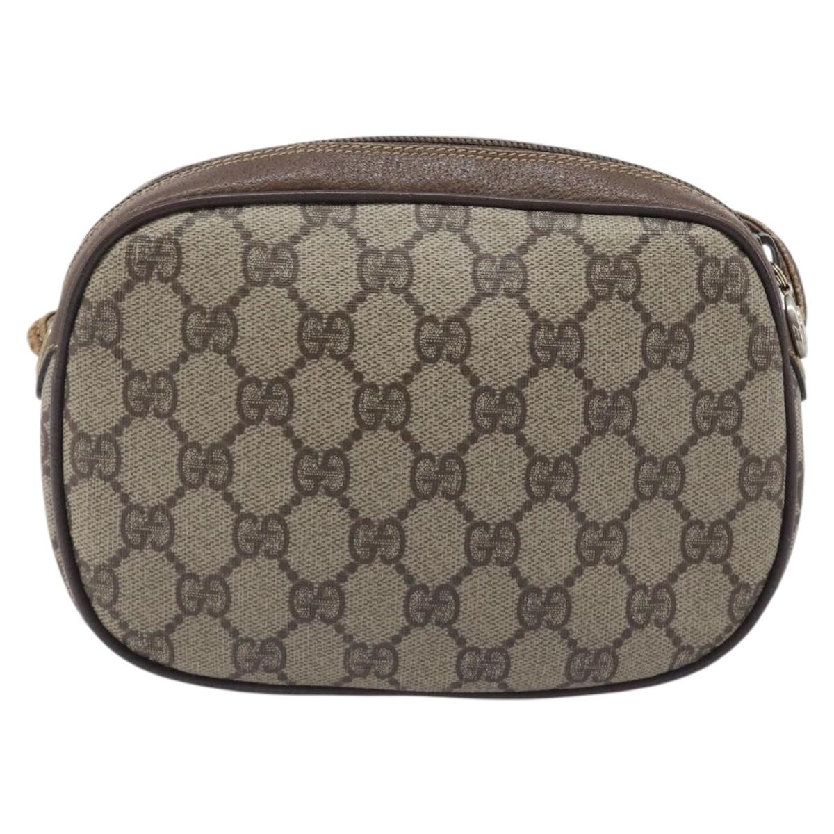 GUCCI GG Supreme Web Sherry Line Bag PVC Beige Gold 007 58 6112 Auth 213351