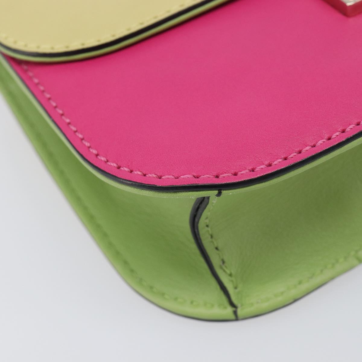 Valentino Chain Shoulder Bag Leather Multicolor Gold Auth 213352A