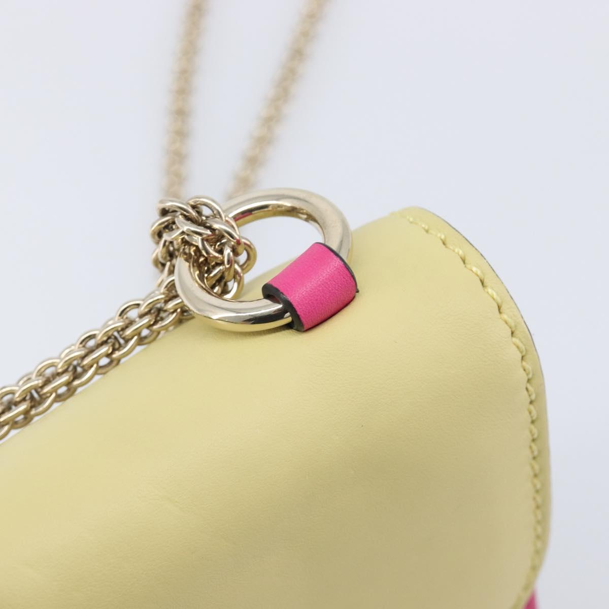 Valentino Chain Shoulder Bag Leather Multicolor Gold Auth 213352A